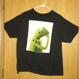 BLaCK "DISNEY" Kermit the Frog (THINKING MAN POSE) short sleeve shirt @SIZE: XL